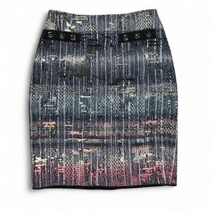 Worth Mulicolored Blue Tweed Skirt
